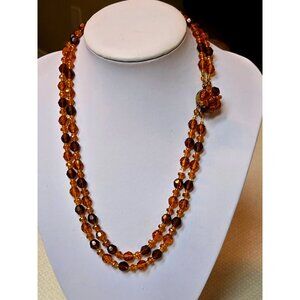 Vintage Double Strand Amber bead necklace M. West Germany
